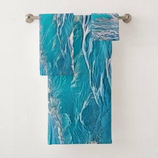 Oceaangolven: Blauwe horizon Bad Handdoek