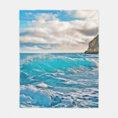 Oceaangolven: Blauwe horizon Fleece Deken (Voorkant)