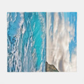 Oceaangolven: Blauwe horizon Fleece Deken (Voorkant (Horizontaal))