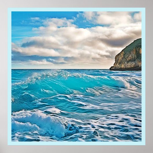Oceaangolven: Blauwe horizon Poster (Voorkant)