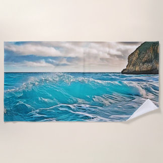 Oceaangolven: Blauwe horizon Strandlaken