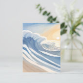 oceaangolven | Blauwe Waterverf Briefkaart (Staand voorkant)