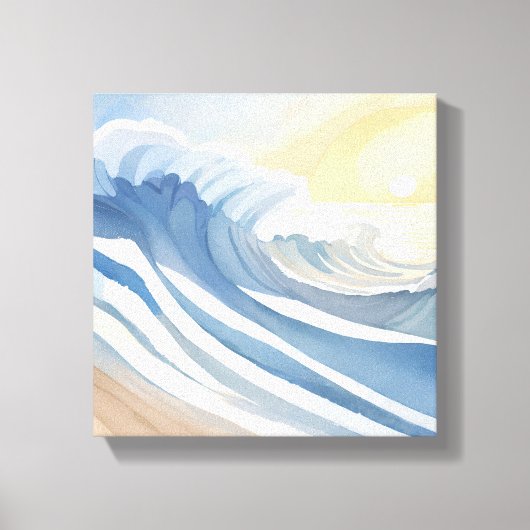 oceaangolven | Blauwe Waterverf Canvas Afdruk (Voorkant)