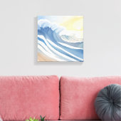 oceaangolven | Blauwe Waterverf Canvas Afdruk (Insitu (Woonkamer))
