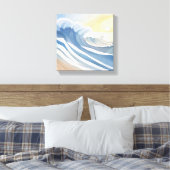 oceaangolven | Blauwe Waterverf Canvas Afdruk (Insitu (Slaapkamer))