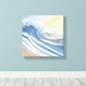 oceaangolven | Blauwe Waterverf Canvas Afdruk (Insitu (Houten vloer))
