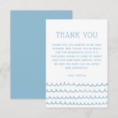 oceaangolven | Blue Nautical Beach Baby shower Bedankkaart (Voorkant / Achterkant)