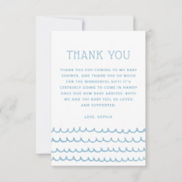 oceaangolven | Blue Nautical Beach Baby shower Bedankkaart