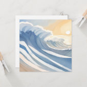 oceaangolven | Blue Waterverf Beach Kaart (Voorkant / Achterkant in situ)