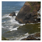 Oceaangolven crashen op Rocky Coastline zeegezicht Tegeltje (Voorkant)