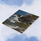 Oceaangolven crashen op Rocky Coastline zeegezicht Tegeltje