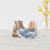 Oceaangolven crashen | Waterverf aan het strand Kaart (Gele Bloem)