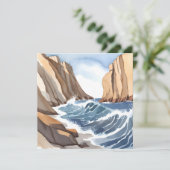 Oceaangolven crashen | Waterverf aan het strand Kaart (Staand voorkant)