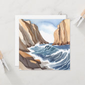 Oceaangolven crashen | Waterverf aan het strand Kaart (Voorkant / Achterkant in situ)