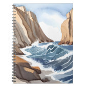 Oceaangolven crashen | Waterverf aan het strand Notitieboek (Voorkant)