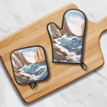 Oceaangolven crashen | Waterverf aan het strand