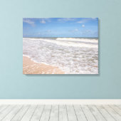 oceaangolven die het zand op het strand bedekken canvas afdruk (Insitu (Houten vloer))