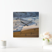 Oceaangolven die op surf breken vierkante klok (Huis)