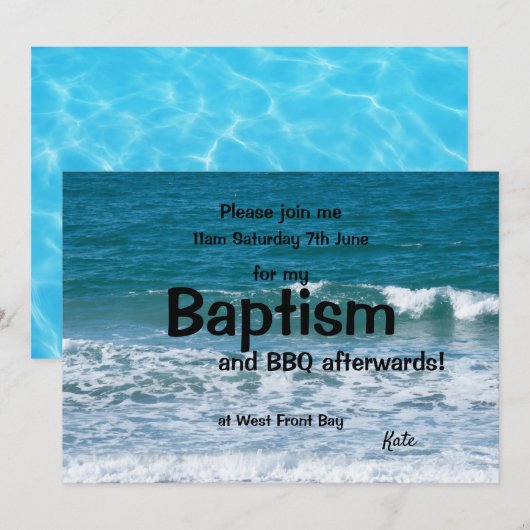 Oceaangolven Doop uitnodiging (Voorkant / Achterkant)