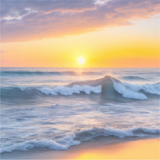 Oceaangolven en strandkust bij zonsondergang sticker (Voorkant)