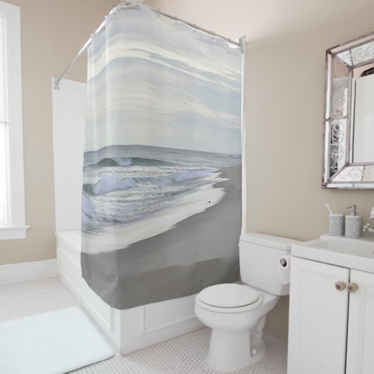 Oceaangolven en zandstrand douchegordijn (In situ)