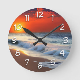 Oceaangolven en zonsondergang op Zanddouche Ronde Klok