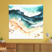 Oceaangolven kruipen aan de kust canvas afdruk (Insitu (Woonkamer))