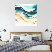 Oceaangolven kruipen aan de kust canvas afdruk (Insitu (Slaapkamer))