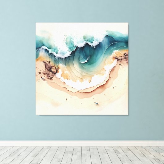 Oceaangolven kruipen aan de kust canvas afdruk (Insitu (Houten vloer))