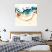 Oceaangolven kruipen aan de kust canvas afdruk (Insitu (Slaapkamer))