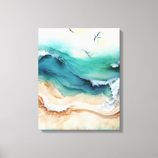 Oceaangolven kruipen aan de kust canvas afdruk (Voorkant)