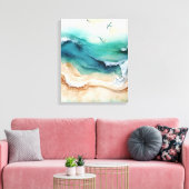 Oceaangolven kruipen aan de kust canvas afdruk (Insitu (Woonkamer))