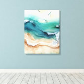 Oceaangolven kruipen aan de kust canvas afdruk (Insitu (Houten vloer))