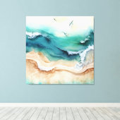 Oceaangolven kruipen aan de kust canvas afdruk (Insitu (Houten vloer))