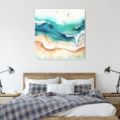 Oceaangolven kruipen aan de kust canvas afdruk (Insitu (Slaapkamer))