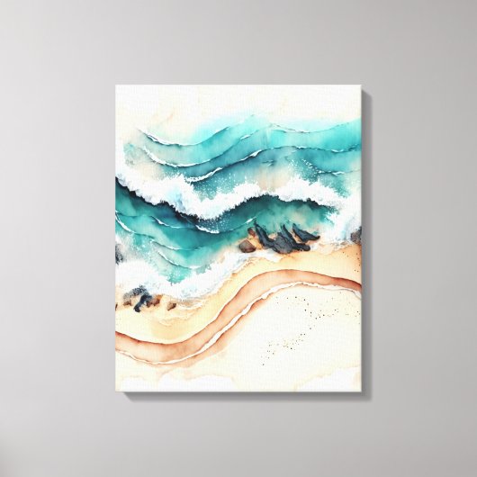 Oceaangolven kruipen aan de kust canvas afdruk (Voorkant)