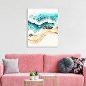 Oceaangolven kruipen aan de kust canvas afdruk (Insitu (Woonkamer))