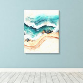 Oceaangolven kruipen aan de kust canvas afdruk (Insitu (Houten vloer))