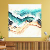 Oceaangolven kruipen aan de kust canvas afdruk (Insitu (Woonkamer))