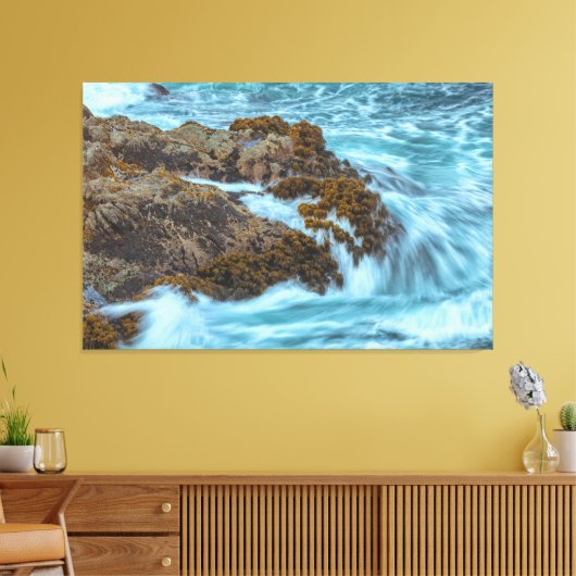 Oceaangolven kruipen op Rocky Shore Canvas Afdruk (Insitu (Woonkamer))