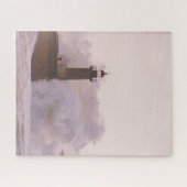 Oceaangolven kruipen tegen vuurtoren legpuzzel (Horizontaal)