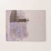 Oceaangolven kruipen tegen vuurtoren legpuzzel (Horizontaal)