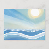 oceaangolven | Modern blauw Waterverf Briefkaart (Voorkant)
