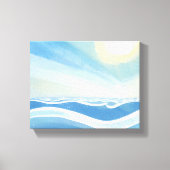 oceaangolven | Moderne blauwe Waterverf Canvas Afdruk (Voorkant)