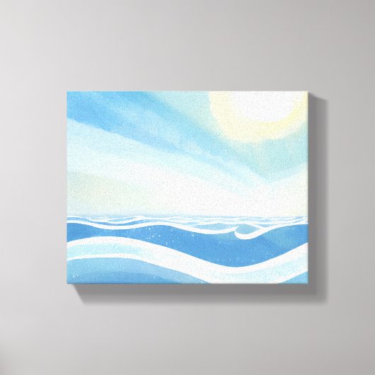 oceaangolven | Moderne blauwe Waterverf Canvas Afdruk (Voorkant)