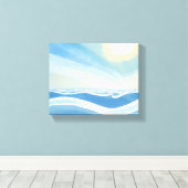 oceaangolven | Moderne blauwe Waterverf Canvas Afdruk (Insitu (Houten vloer))