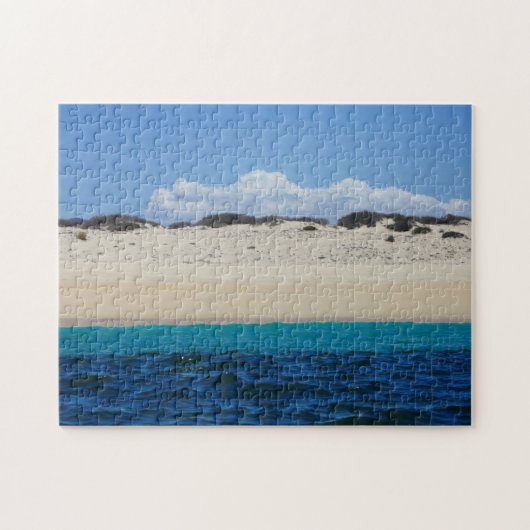 oceaangolven op zandstrand onder blauwe hemel legpuzzel (Horizontaal)