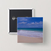 Oceaangolven schuimen op zandstrand vierkante button 5,1 cm (Voorkant /achterkant)