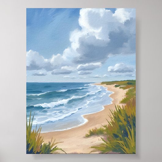 oceaangolven | Strandkust geschilderd Poster (Voorkant)