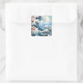 Oceaangolven Vierkante Sticker (Tas)